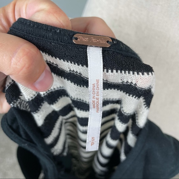 S Free People || Striped Fit n Flare Blouse black and white summer - Picture 4 of 6